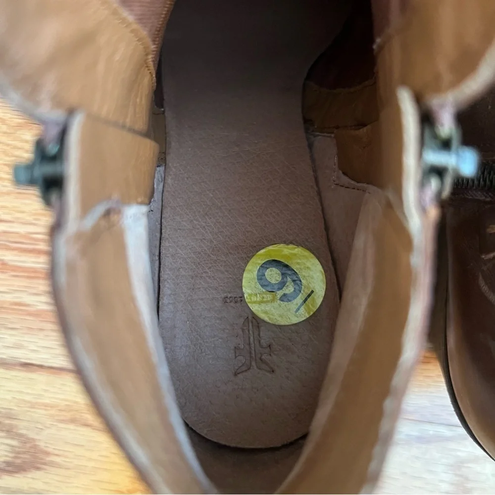FRYE Judith Double Zip Booties Brown Leather Upper 9
